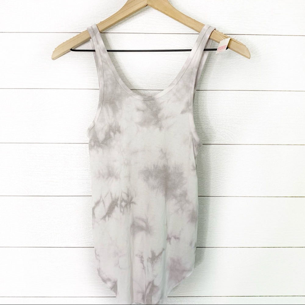 PINK VS gray ribbed tie dye racerback tank - Picture 2 of 4